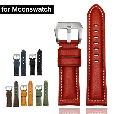 Ремешок из натуральной кожи для Omega X Swatch Moonswatch, пряжка из нержавеющей стали, 20 мм, ретро-запасной браслет, ремешок для часов для мужчин и женщин