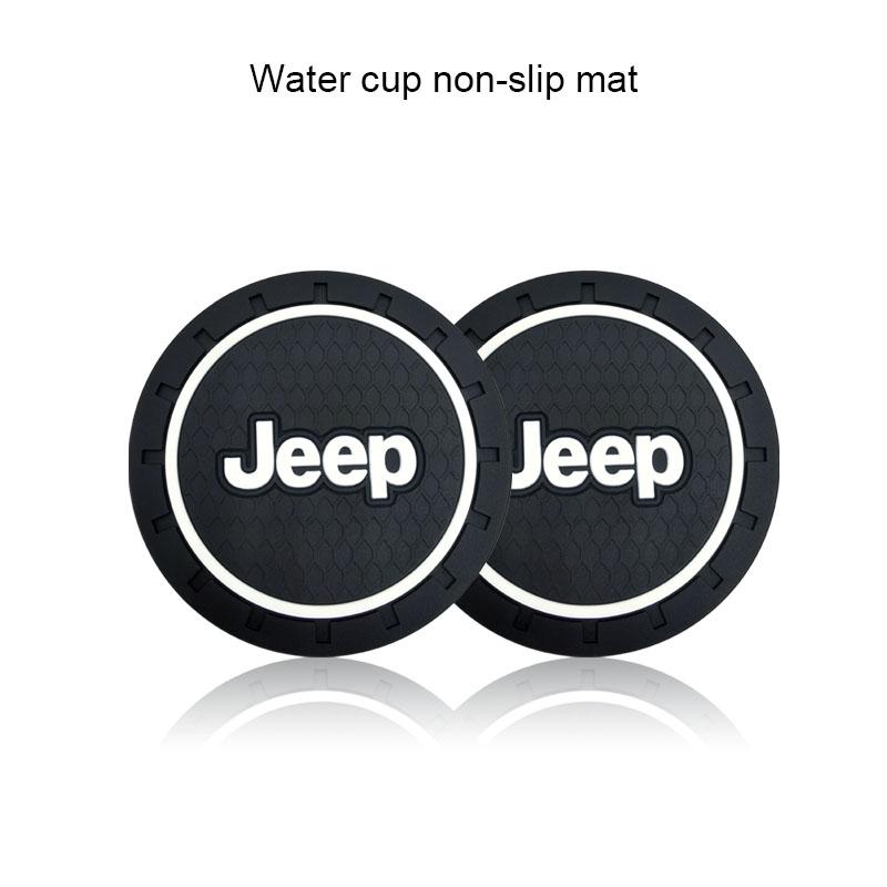 1/2pc Car Heat-resisting Coaster Silica Gel Water Cup Slot Dirt Pad For Jeep Wrangler Grand Cherokee Renegade Tyre Stem Air Caps