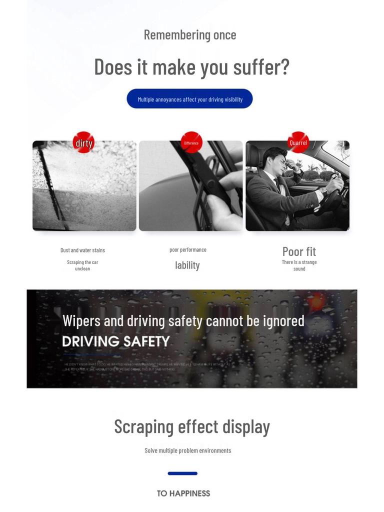 Frameless Wiper Blade for Landwind Models: X7, X6, X5, X8, X9, X2, Xiaoyao, Rongyao