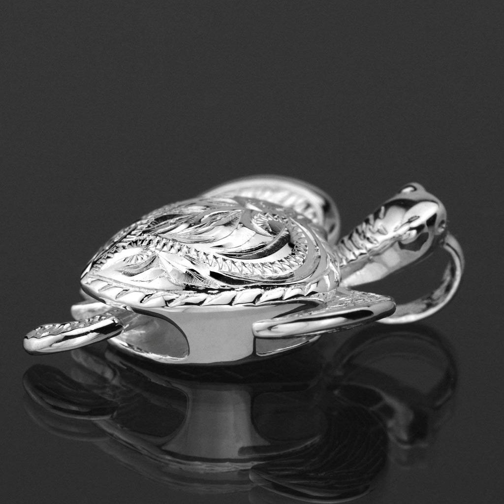 Гавайские украшения Черепаха Хону Свиток Гравировка Кулон Ожерелье Серебро 925 [Лейлани] (Морская черепаха) (Нет цепи)