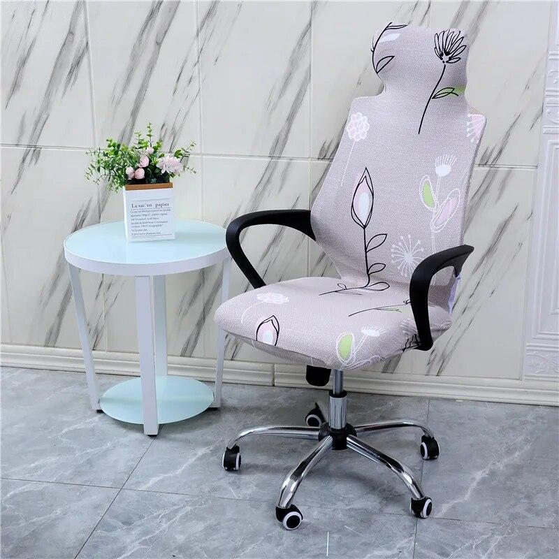 Stretch Game Chair Cover with Headrest for Office Internet Cafe Computer Armrest Gaming Chair Covers Printed Fabric Seat Case