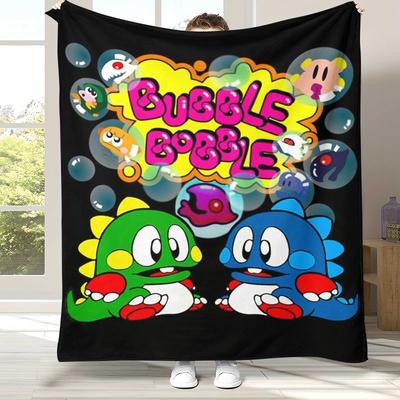 Классическая игра Bubble Bobble Puzzle Bobble Фланелевое одеяло, Ультрамягкий плюшевый плед для дома, спальни, кровати, дивана, офиса, пикника