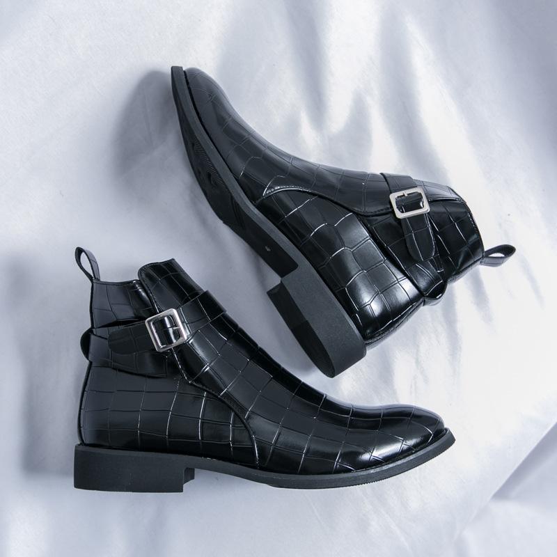 Большие размеры Туфли из натуральной кожи с острым носком Мужские высокие ботинки Martin Ботинки из натуральной кожи на платформе Ботинки Chelsea с острым носком Мужские ботинки на молнии