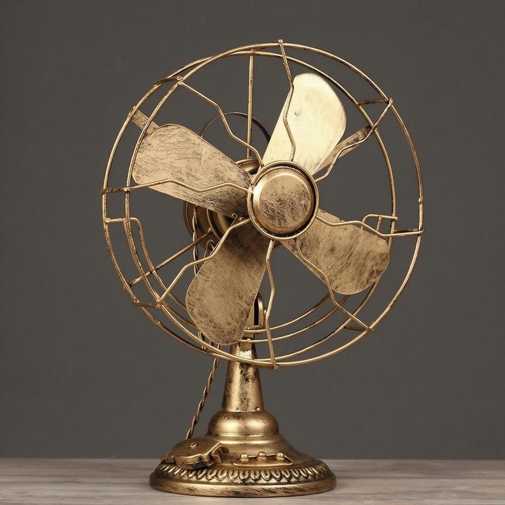 Retro Table Fan Model Antique-Style Metal Industrial for