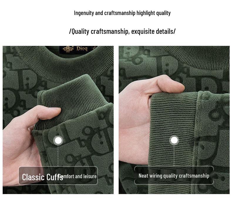 Men's Winter Thick Jacquard Double-Sided Coral Fleece Sweatshirt