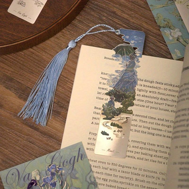 Oil Painting Style Retro Famous Painting Metal Bookmark, Handbook Reading Book Clip Book Buckle Pendant, Student Graduation Gift