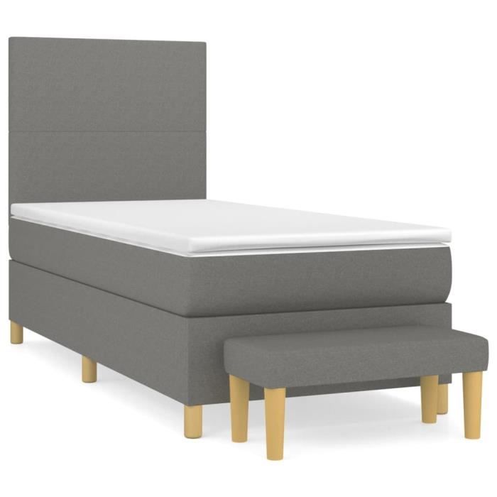 3136974 vidaXL Divan Bed with Mattress Dark Grey 100x200cm Fabric