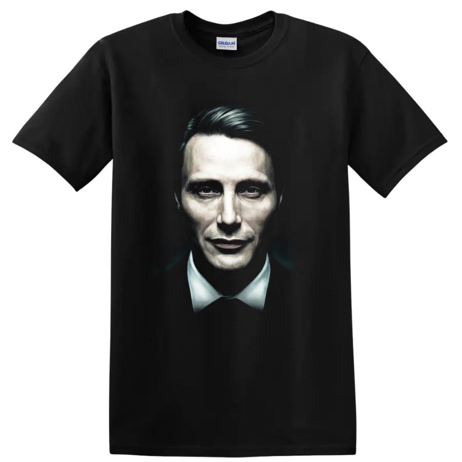 Hannibal Lecter Portrait T Shirt Dark TV Series Horror Fan Graphic Artwork Tee