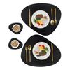 1/2/4PCS Placemats with Coasters Set Unique Oval Tiangle Table Mats Pad Upgraded Black Faux Leather Cafe Pad Food Placemats
