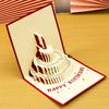 Birthday Greeting Card English Letters with 3D Birthday Cake Cute Design Portable Clear Birthday Surprise Card