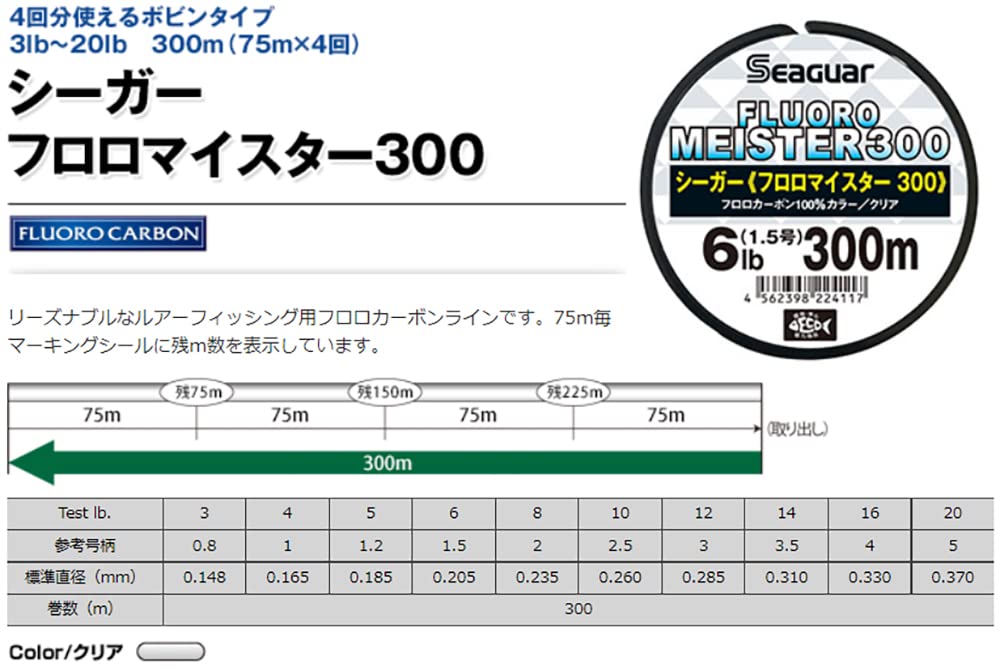 Seaguar Fluoromeister 300 16lb 300m Clear (No. 4)