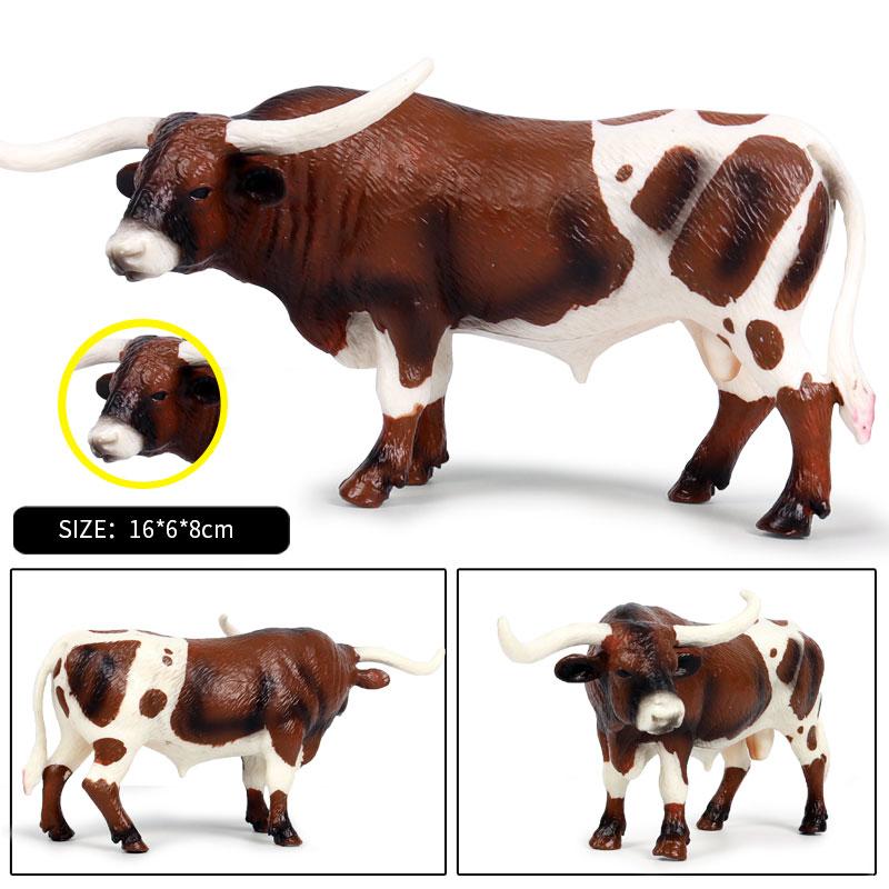 Oenux Фермерские животные Бой быков Ковбой Симуляция Домашняя птица Крупный рогатый скот Теленок Бык Вол Бык Коллекция фигурок ПВХ Модель Игрушка Детский подарок