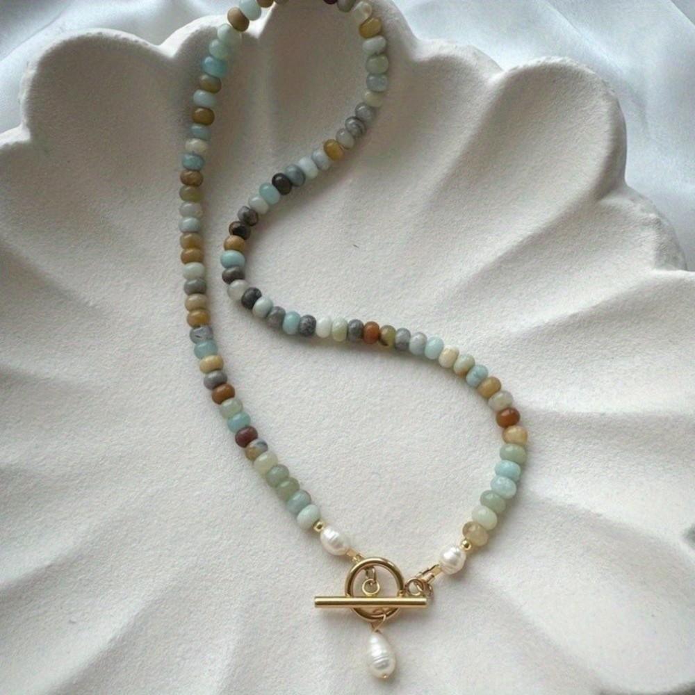 Natural Stone Beads Beaded Necklace Turquoise Beads Handmade Necklace New Necklace for Girls Gift