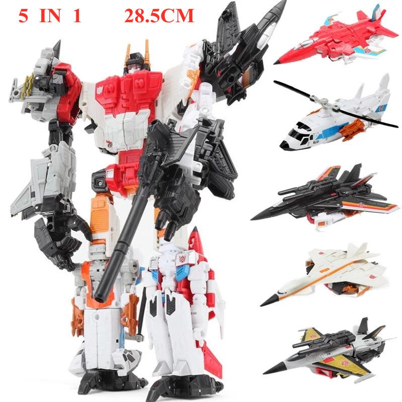 New 5 IN 1 BPF G1 Cool 33CM Devastator Transformation Toys Anime Action Figure Robot Dinosaur Model Boy Kids Gift