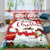 Комплект постельного белья с цифровой печатью в рождественском стиле - полиэстер - декор спальни - 1 покрывало + 2 наволочки (нет подушки)