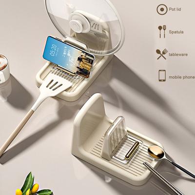 Подставка для крышки кастрюли, пластиковый держатель для ложки, подставка, кухонный органайзер, вилка, лопаточка, полка для сковороды, полка, посуда