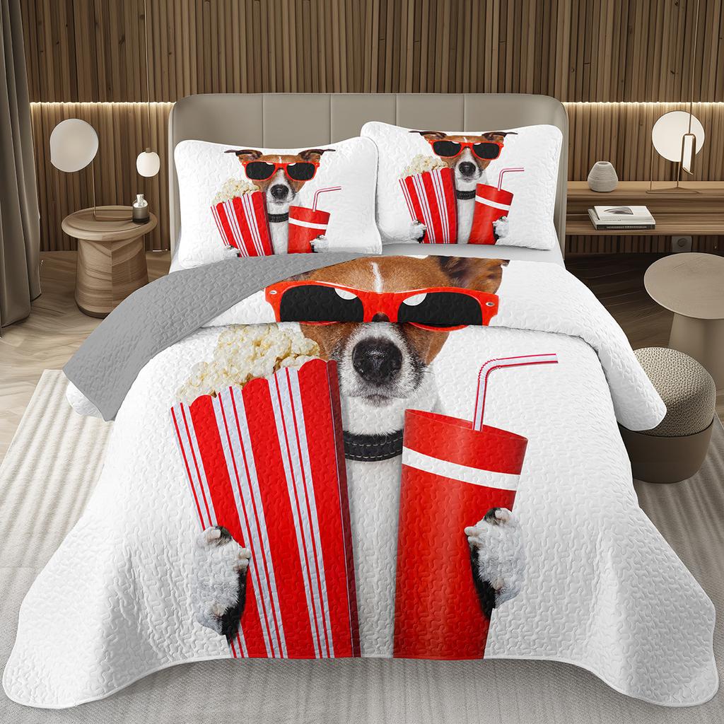 Забавный плед для собаки Твин Квин Каваи Животное Покрывало Мультяшный Домашний Питомец Собаки Постельный Набор Для Мальчиков Девочек Двусторонние Стеганые Покрывала