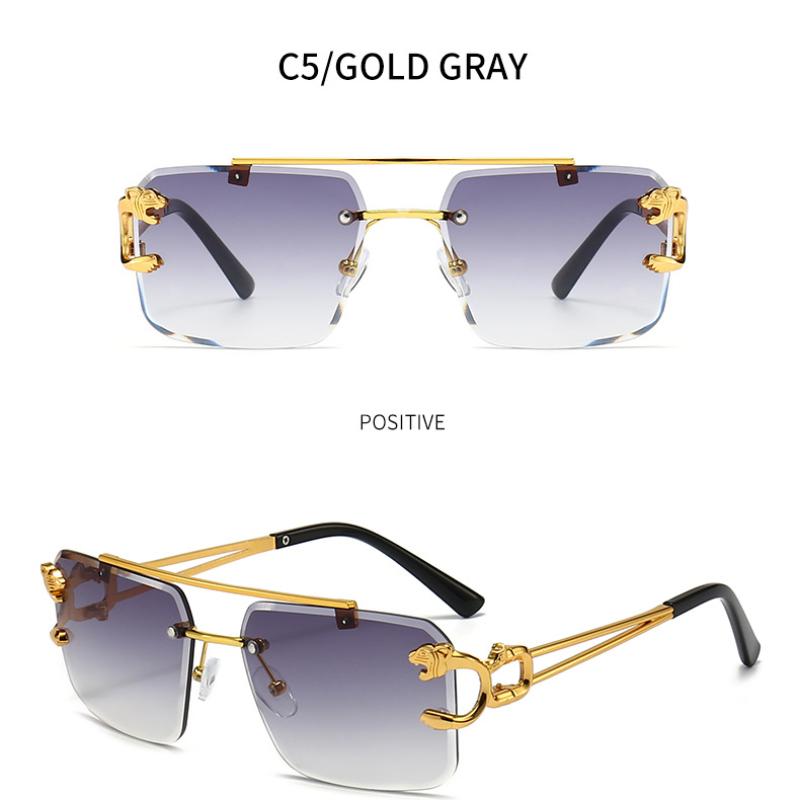 Винтажные солнцезащитные очки без оправы для мужчин и женщин, модные большие квадратные очки, новые солнцезащитные очки с двойным мостиком и градиентом UV400