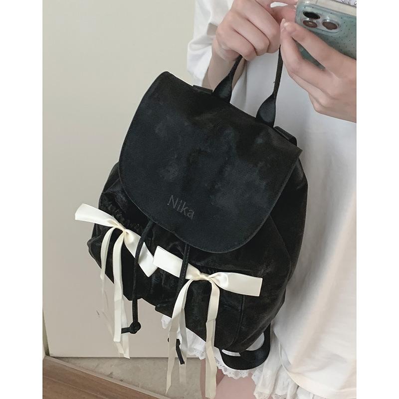 Повседневный рюкзак с бантом из нейлоновой парусины, женская сумка, новый нишевый рюкзак 2025, простая дорожная сумка