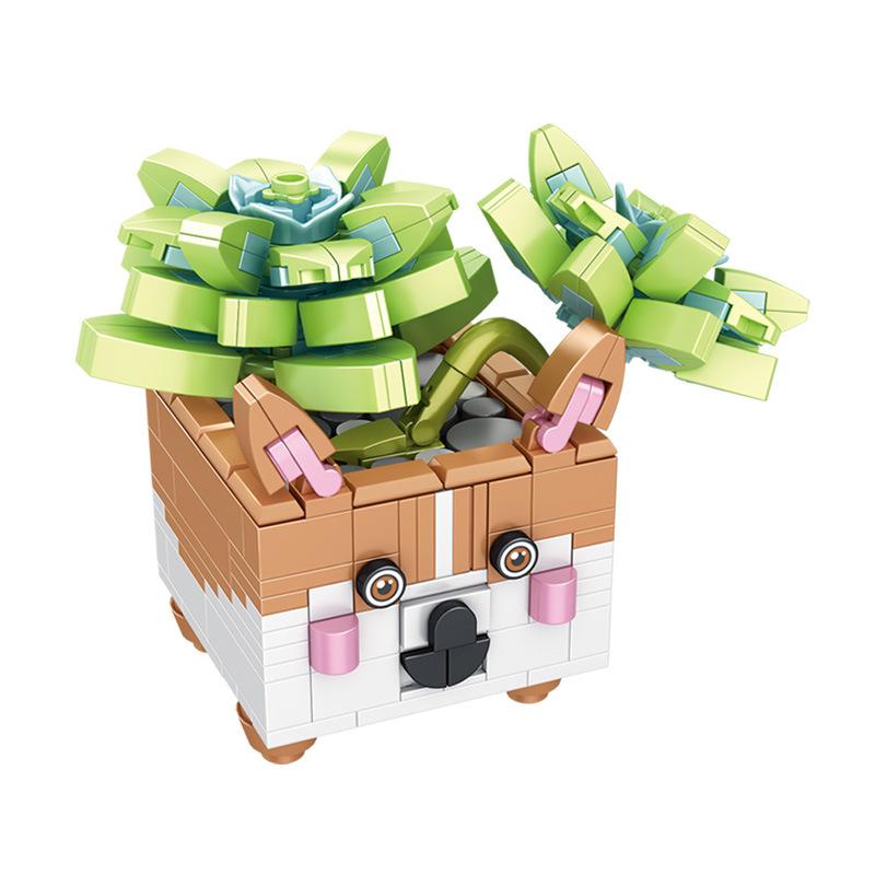 DIY Succulents Series Animal Potted brickheadz Собранные строительные блоки Мелкие частицы Игрушка для девочек Цветочные игрушки для детей Подарки