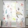 Летние акварельные морские тюль-шторы для окон гостиной спальни отеля роскошные украшения прозрачные шторы