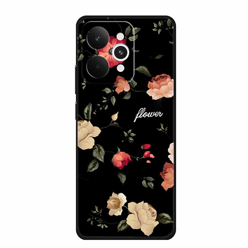 For Realme 15 15 Pro 5G Black Case 3D TPU Silicone Soft Back Cover For Realme C15 6.5" Funda Emboss Relief Flowers Bag Casing