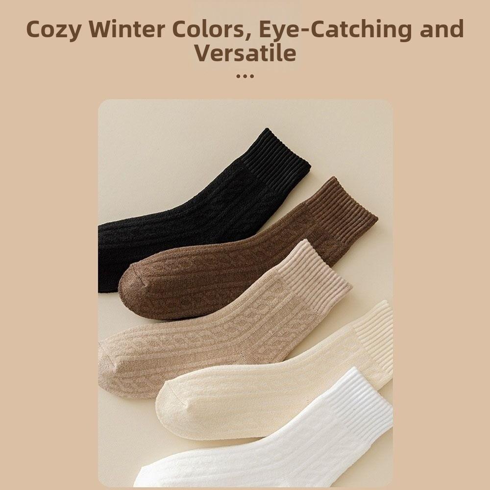 1/5 Pairs Fleece Medium Tube Tights Warm Polycotton Snow Socks Soft Sleeping Socks