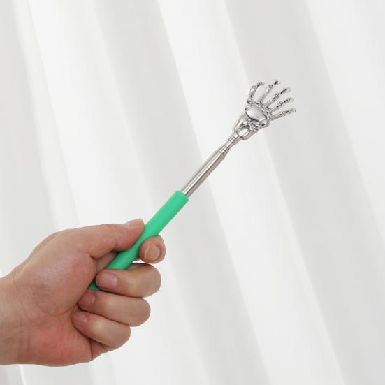 Раздвижная металлическая чесалка для спины с резиновыми ручками, портативный телескопический массажер для спины, инструмент для снятия зуда кожи, наполнитель для чулок для мужчин, женщин и детей