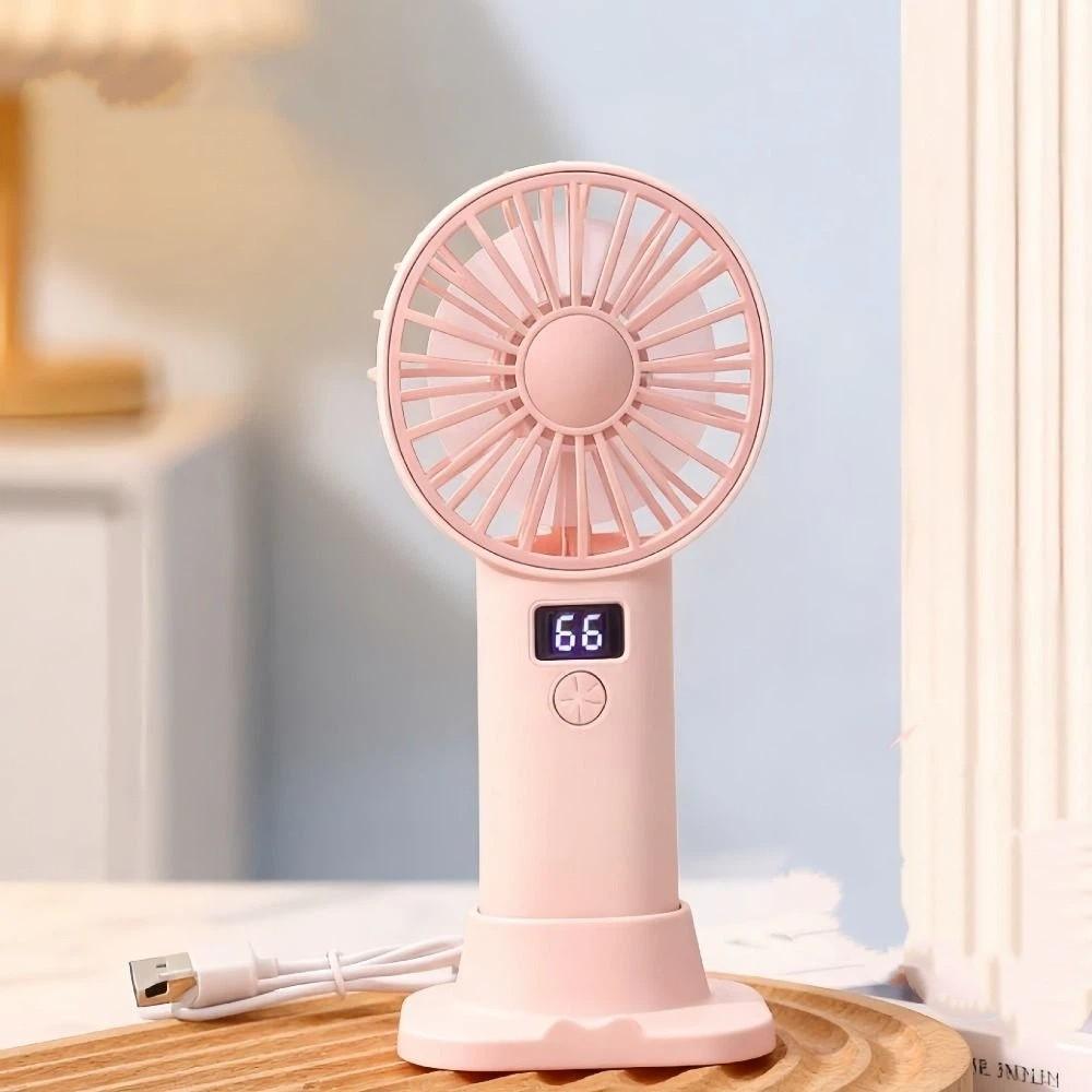 Stable Base Handheld Mini Fan Mini Size USB Rechargeable Fan Portable Desktop Fan Daily Use
