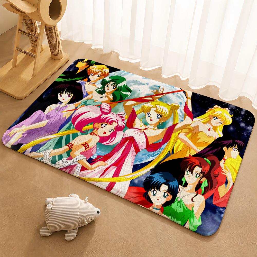 ANIME S-SAILOR-MOON Floor Mat Floor Mat Soft Flannel Non-Slip Door  Rug for Living Room