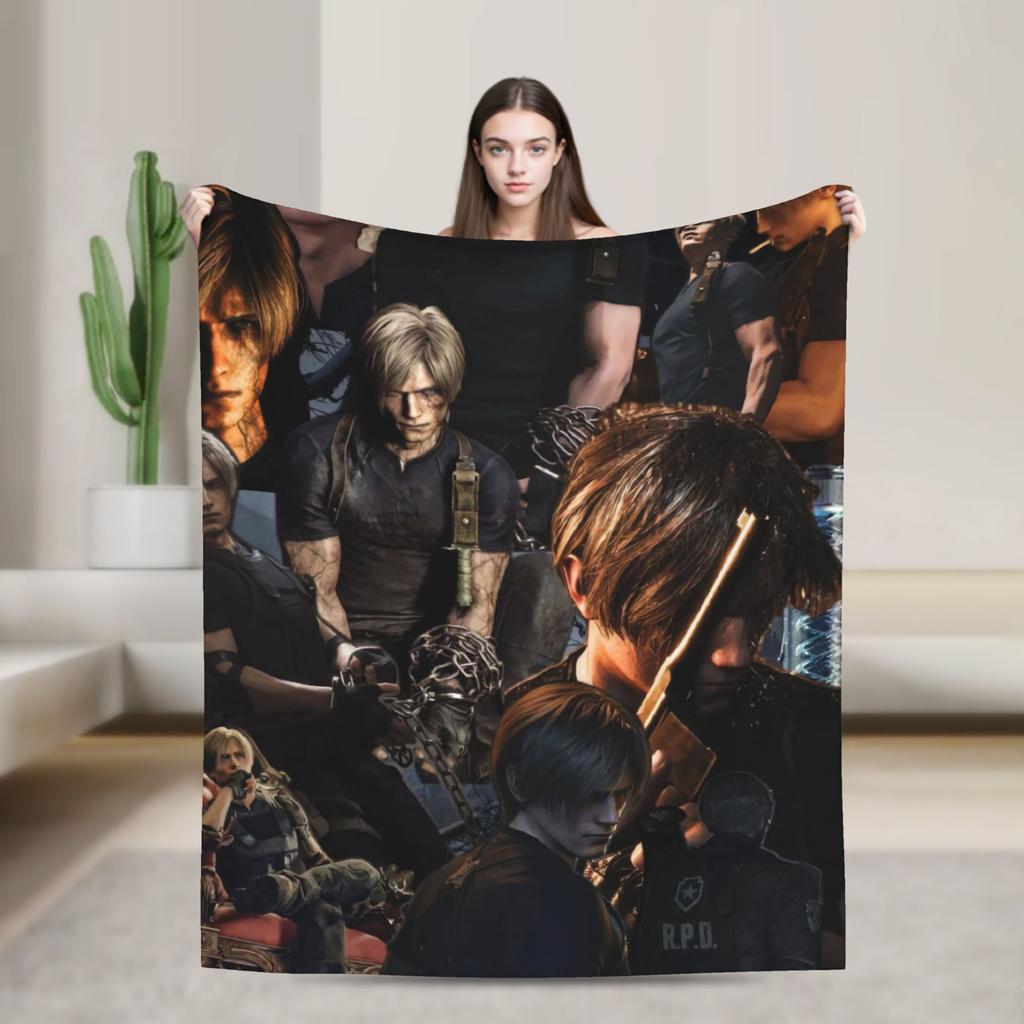 Плед с изображением Леона Кеннеди из Resident Evil Качественное Мягкое Теплое Постельное Белье Пледы Весна Дети Гостиная Графический Покрывало