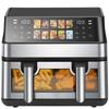 Double-Chamber Air Fryer with Viewing Window, 10 Cooking Programs, Oil-Free Fryer, Hot Air Oven with Touchscreen, Max 200℃