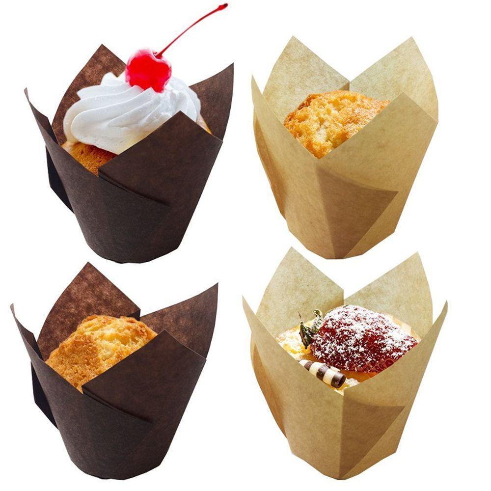 Pastry Cupcake Tools Liners Round Cases Bakeware Baking Paper Cups Tulip Shape 50Pcs/Set Cake Cup