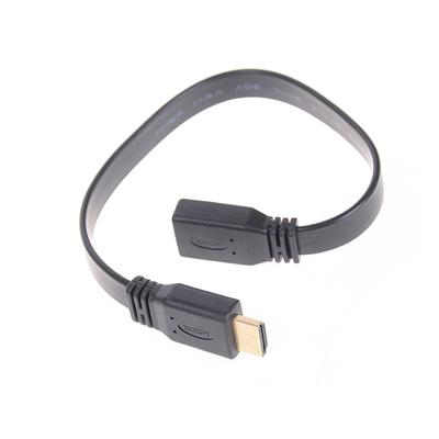 Короткий плоский удлинитель HDMI 30 см, золотое гнездо к штекеру