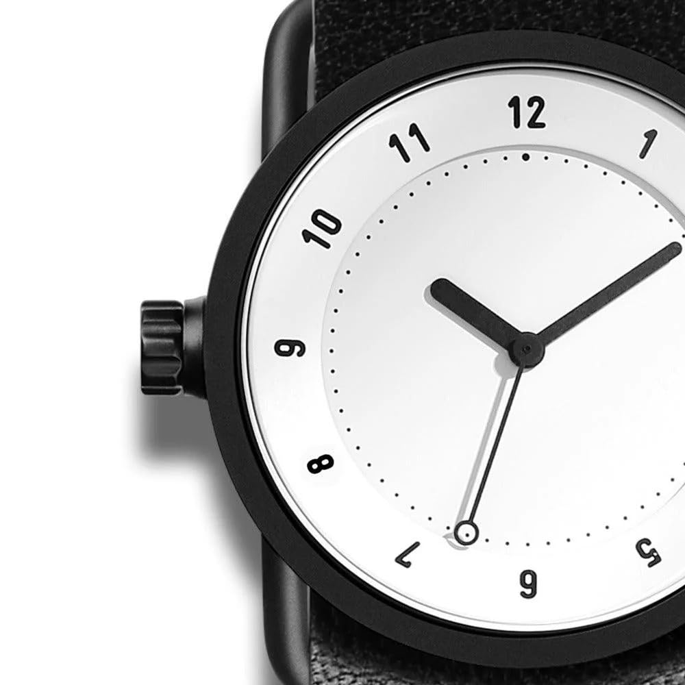 TID Watches Часы №1 Белый циферблат Черный кожаный ремешок Черная пряжка Кварцевые Вдохновлены скандинавским шведским дизайном 36 мм