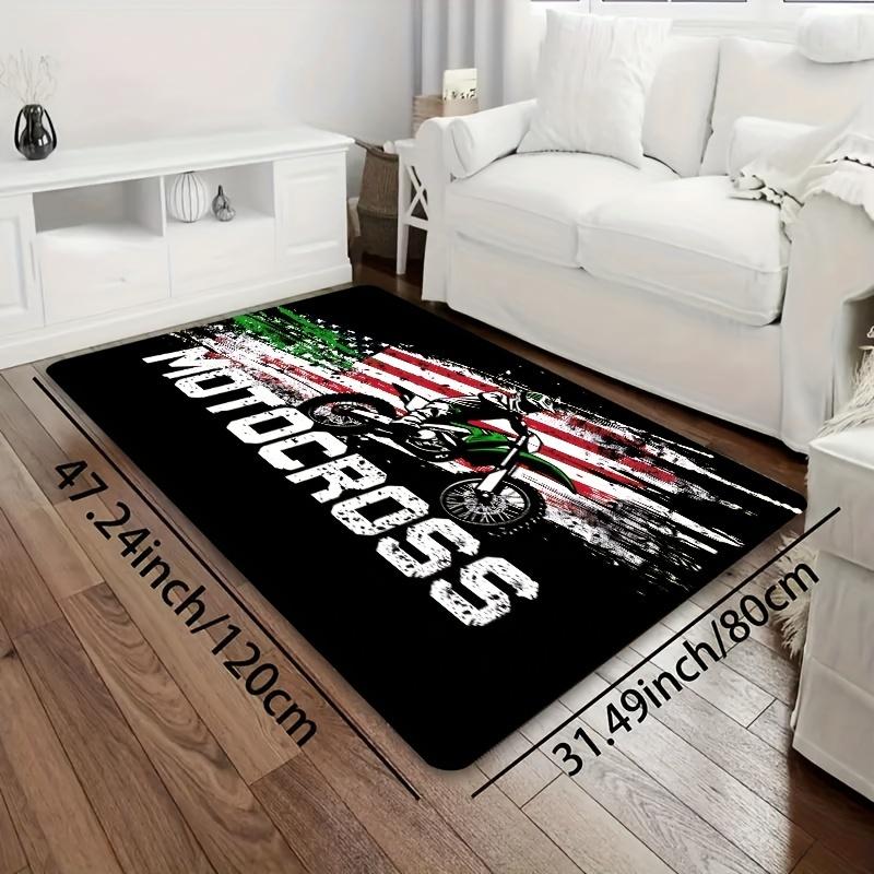1pc/8Mm Motorcycle Off-Road Race E-Sports Room Carpet, Laundry Room Mat, Bathroom Rug, Kitchen Mat, Living Room Carpet, Bedroom Rug, Indoor