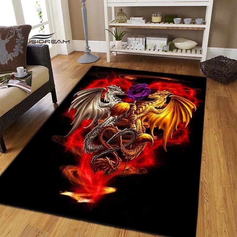 Коврики с темным драконом, модный 3D-печать, фантазийный дракон, гостиная, спальня, большой мягкий ковер, домашний коврик для детской комнаты, напольный коврик