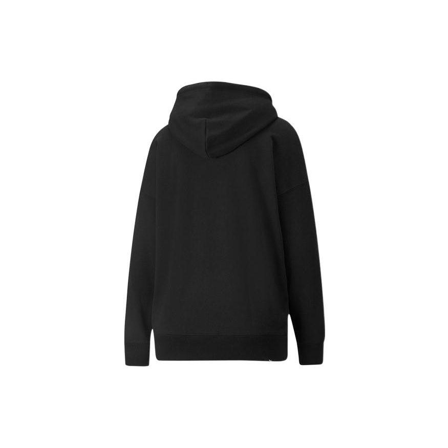 Puma Downtown Logo Print Vintage Casual Hoodie Women Hoodies Black 535388-01