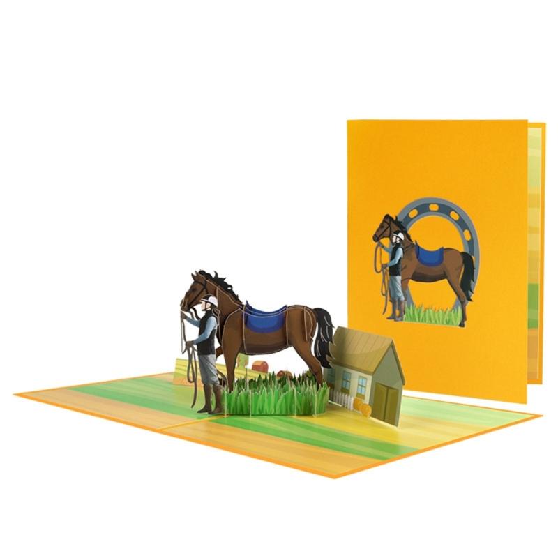 Equestrian Sports Theme Card PopUp Card with Envelope 3D Greeting Cards for Birthdays Anniversaries Parties Gift