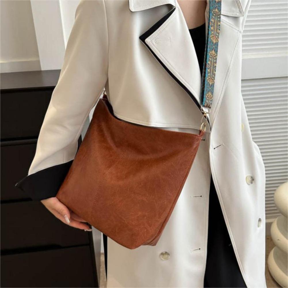 Bohemian Style Large Capacity Ladies Shoulder Bag, Vintage Wide Strap Crossbody Bag, Casual Commuter Bag