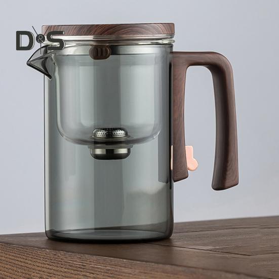 Стеклянный чайник для заваривания 520/720/900 мл с заварочным устройством, деревянной ручкой, термостойким носиком без подтеков, водоотделительным чайником, легко чистящимся для холодной воды