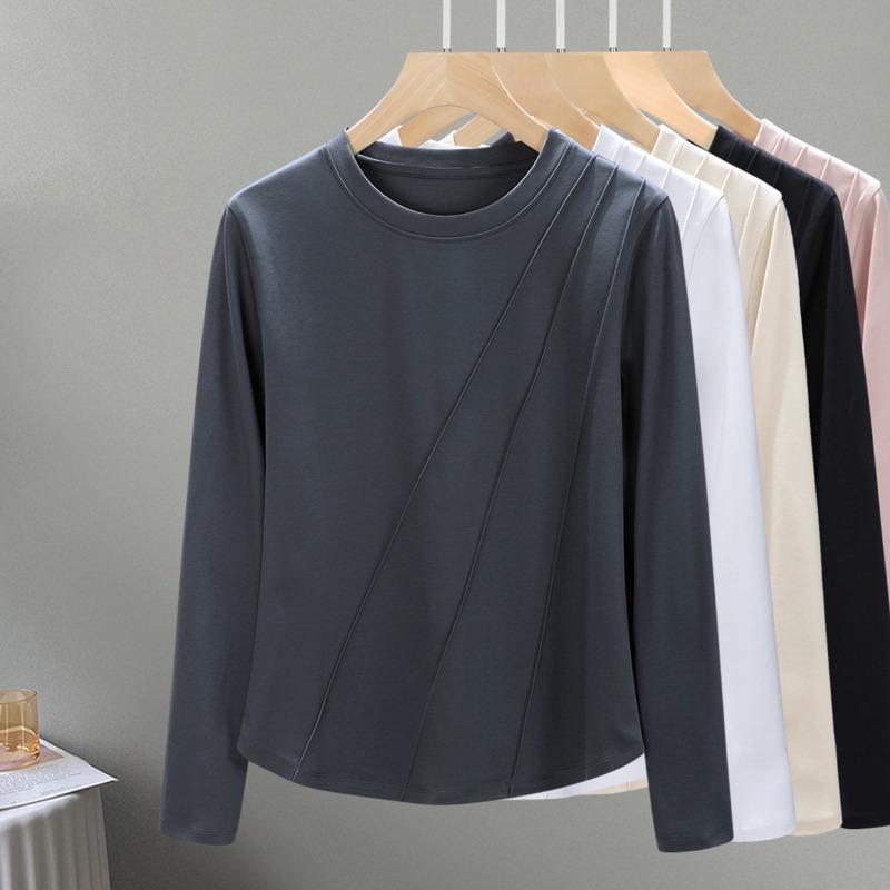Кхмерская женская осенняя тонкая кофта с длинным рукавом из мерсеризованного хлопка, модный летне-осенний топ с дизайнерским чувством, внутренняя базовая рубашка