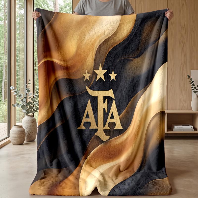 Argentina Football Printed Flannel Blanket Skin Friendly Warm Decorative Throw for Indoor Couch Bed Daily Use