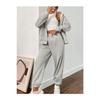 Women's Oversize Gray Zippered Unprinted Tracksuit Set