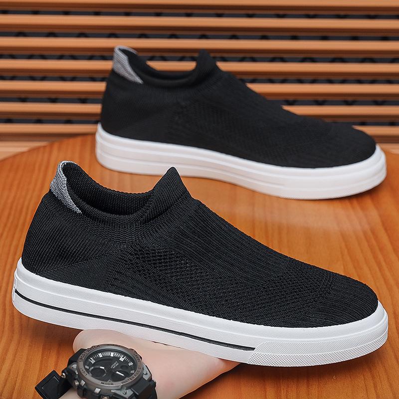 Summer Men's Shoes New Breathable Socks Shoes Men's Korean Version Versatile Flat-bottomed Fly-woven Mesh Sports Shoes Casual Board Shoes Men's
