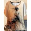 Women's T-Shirt Floral And Skull Print Fashion Casual Short-Sleeved Round Neck Blouse Street Oversized Women's Clothings Summer
