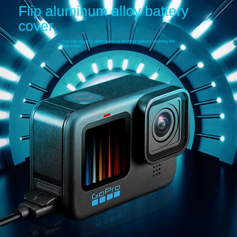 Откидная крышка аккумуляторного отсека для GoPro Hero 11 10, черная съемная крышка аккумуляторного отсека, порт зарядки Type-C, боковой чехол для GoPro 9, аксессуары
