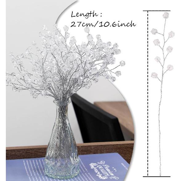 Букет из 30 штук кристальных искусственных цветов, стебли искусственных цветов для свадьбы, дома, вечеринки, офиса, отеля, кухни, для DIY-поделок, украшение - Прозрачный