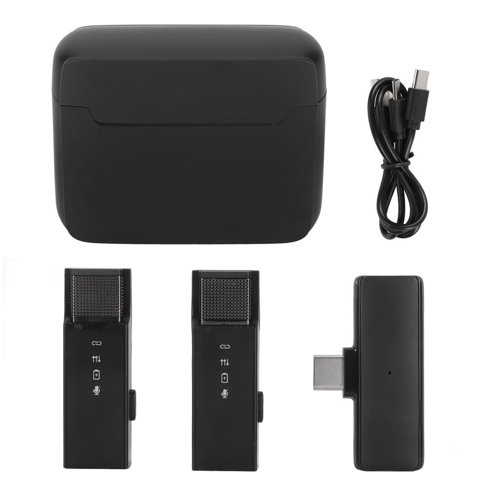 Беспроводные петличные микрофоны 1 из 2 с шумоподавлением USB C клипса на петличный мини-микрофон с батареей