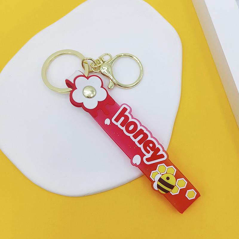 Прозрачный ПВХ мягкий резиновый брелок для ключей английский маленький цветок желе цвета сливы конфетный цвет капли клейкий браслет